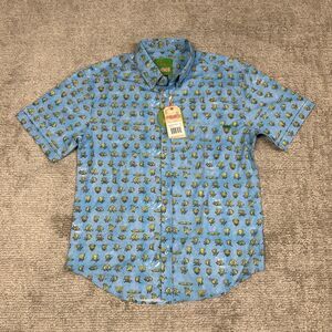 RSVLTS Shirt Mens Medium Nickelodeon SpongeBob Squarepants Button Up Blue New